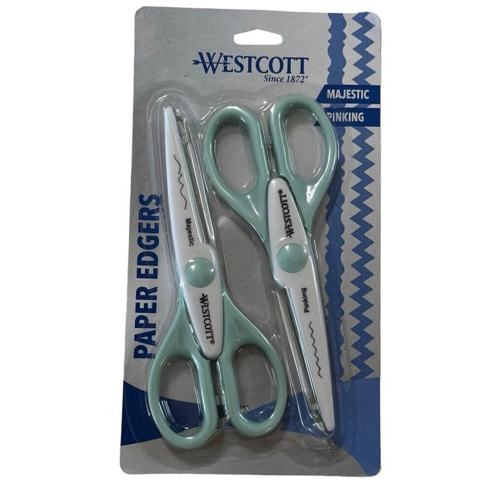 2 PK Westcott Majestic Pinking Paper Edgers Foam Green NEW